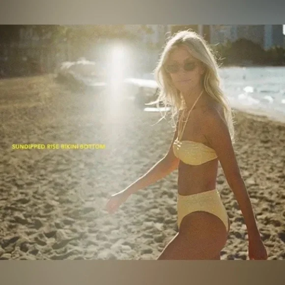 Billabong x Salty Blonde โขโข Yellow Polka Dot Fixed Tri Bikini Top | Rise Bottoms - Picture 3 of 16